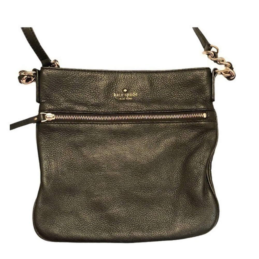 Kate Spade black leather crossbody messenger bag